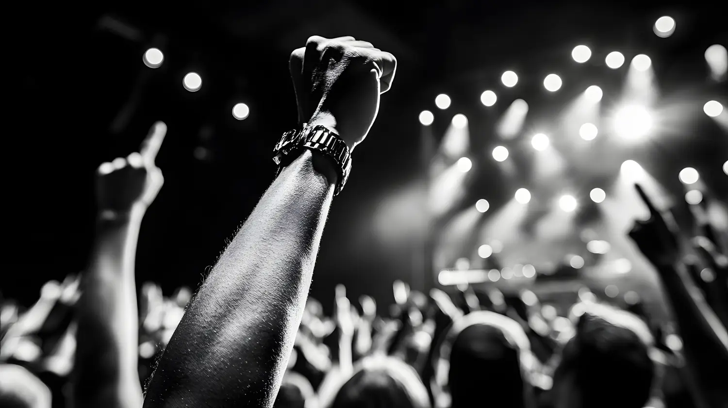 Konzertatmosphäre in Schwarz-Weiß – Energiegeladene Live-Show
